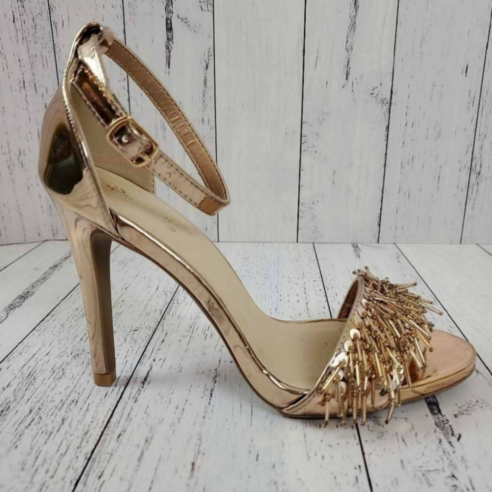 Quaid Grammy Rose Gold sequined Stilettos NWT - Picture 2 of 3